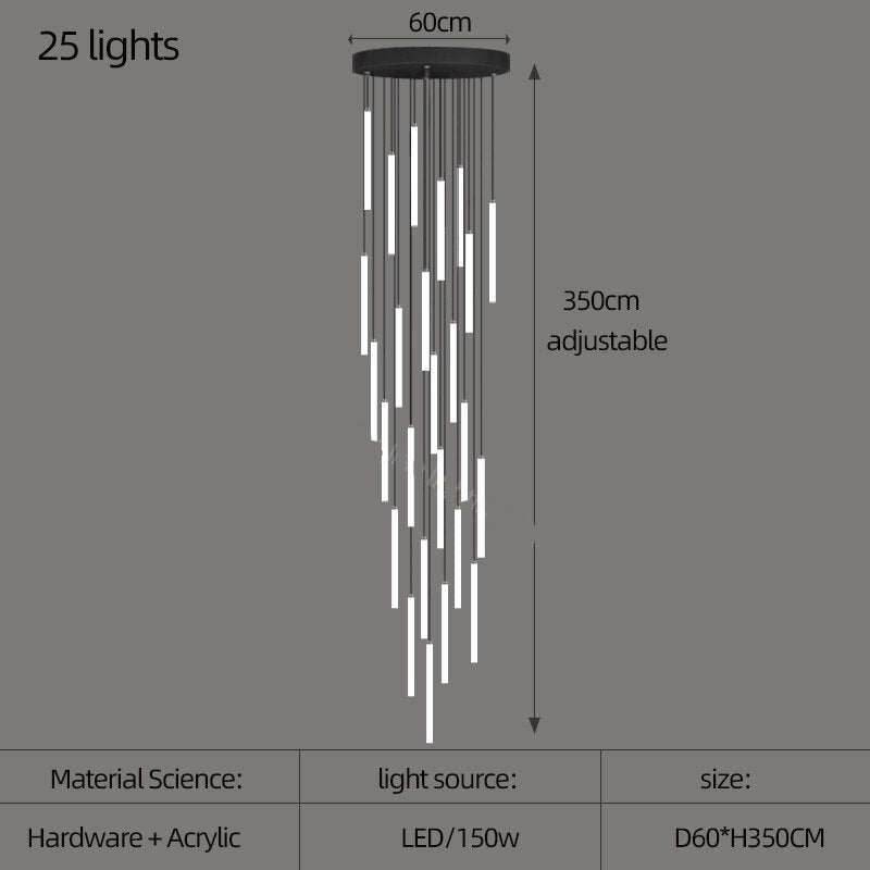 ChandeliersDecor.com-Staircase Chandelier-Strip Cylinders Chandelier - Sleek & Modern Lighting