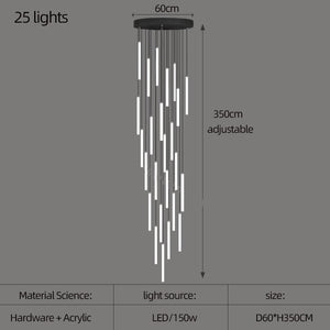 ChandeliersDecor.com-Staircase Chandelier-Strip Cylinders Chandelier - Sleek & Modern Lighting