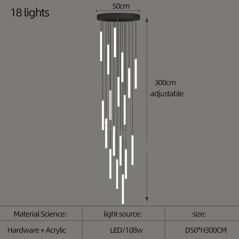 ChandeliersDecor.com-Staircase Chandelier-Strip Cylinders Chandelier - Sleek & Modern Lighting