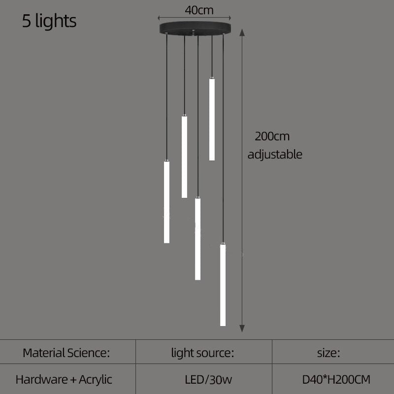 ChandeliersDecor.com-Staircase Chandelier-Strip Cylinders Chandelier - Sleek & Modern Lighting