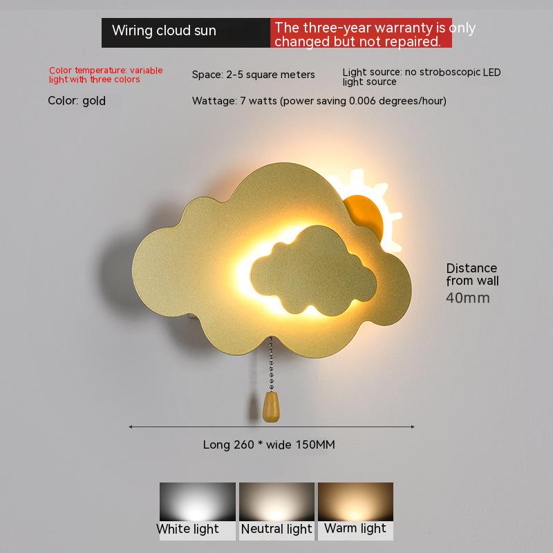 ChandeliersDecor.com-Kids Room Nursery Lighting-Sun Cloud Night Light Wall Lamp for Kids Room