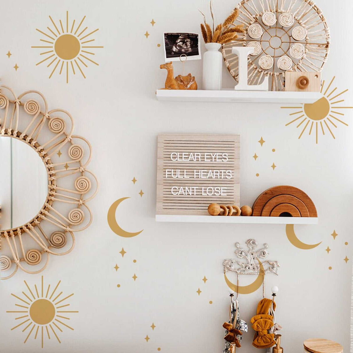 ChandeliersDecor.com-Kids Nursery Bohemian Wall Decals-Sun Moon Nursery Wall Stickers Girls Boys Wall Decal