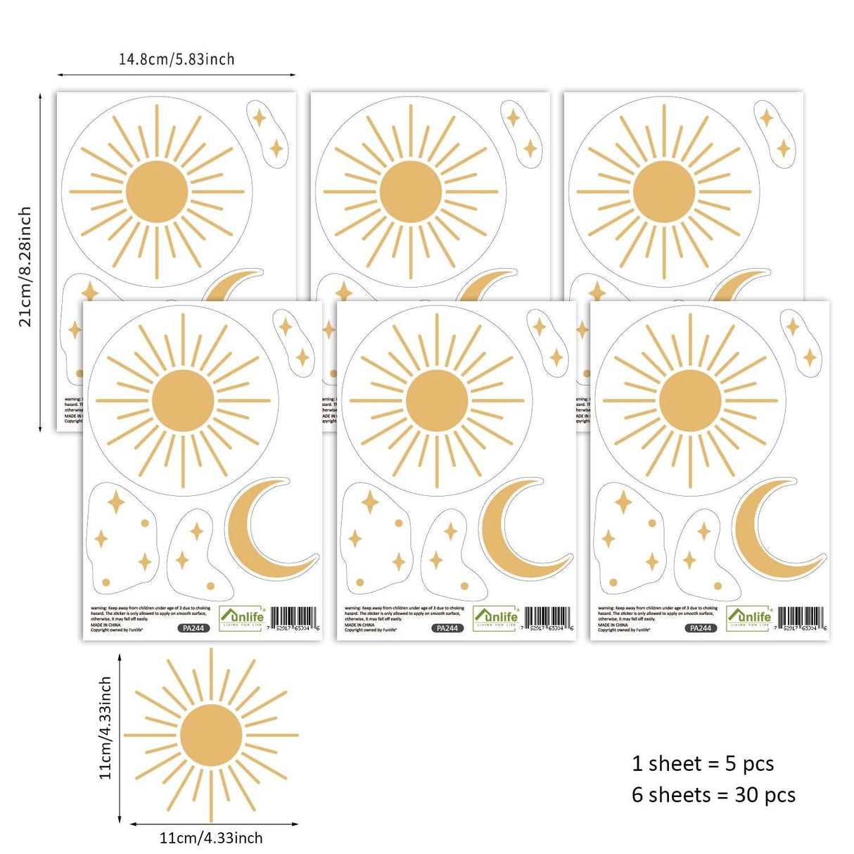 ChandeliersDecor.com-Kids Nursery Bohemian Wall Decals-Sun Moon Nursery Wall Stickers Girls Boys Wall Decal