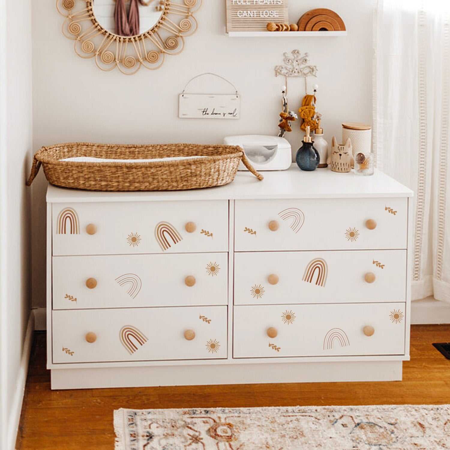 ChandeliersDecor.com-Kids Nursery Bohemian Wall Decals-Sun Rainbow Wall Decal - Colorful and Vibrant Designs