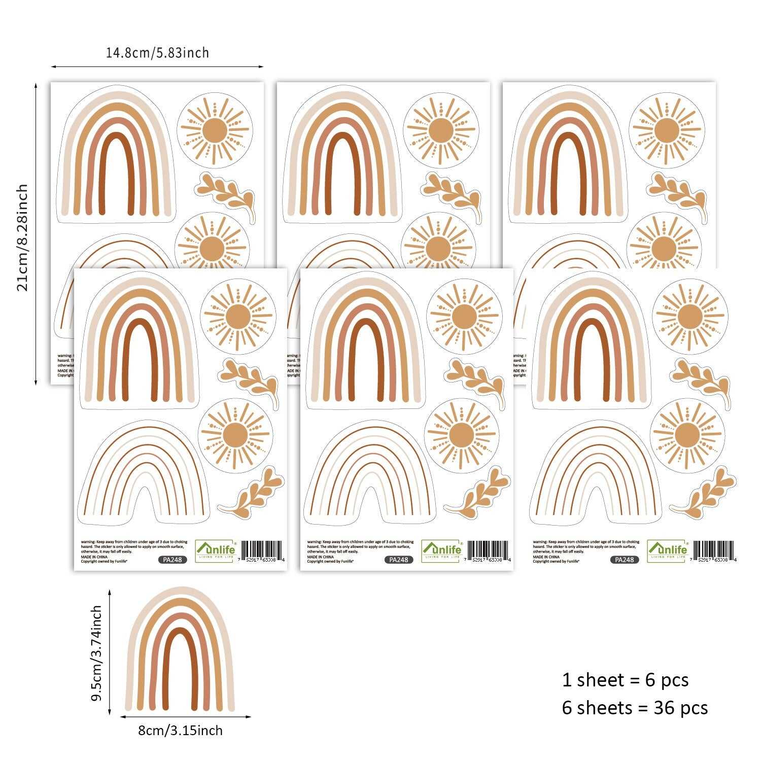 ChandeliersDecor.com-Kids Nursery Bohemian Wall Decals-Sun Rainbow Wall Decal - Colorful and Vibrant Designs