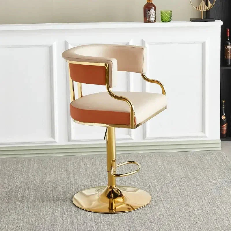 ChandeliersDecor.com-Bar Stools-Swivel Leather Bar Stools Height Adjustable Kitchen Counter Stools