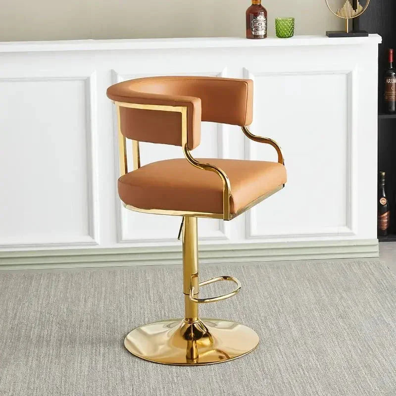 ChandeliersDecor.com-Bar Stools-Swivel Leather Bar Stools Height Adjustable Kitchen Counter Stools
