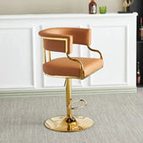 ChandeliersDecor.com-Bar Stools-Swivel Leather Bar Stools Height Adjustable Kitchen Counter Stools