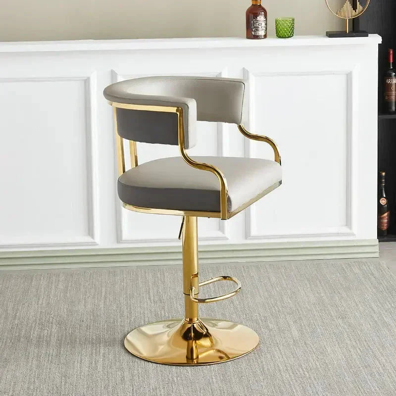 ChandeliersDecor.com-Bar Stools-Swivel Leather Bar Stools Height Adjustable Kitchen Counter Stools