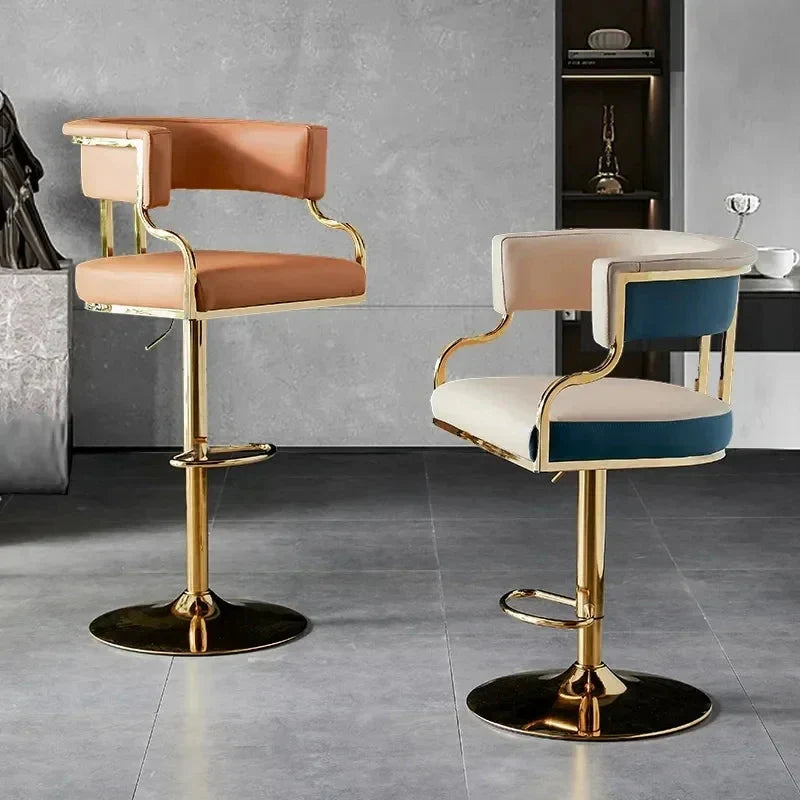 ChandeliersDecor.com-Bar Stools-Swivel Leather Bar Stools Height Adjustable Kitchen Counter Stools