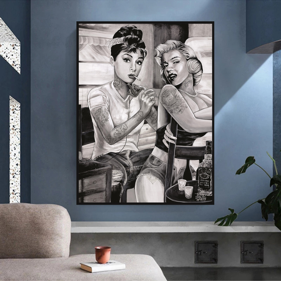 ChandeliersDecor.com-Audrey Hepburn Wall Art-Tattoo Classic - Audrey Hepburn and Marilyn Art