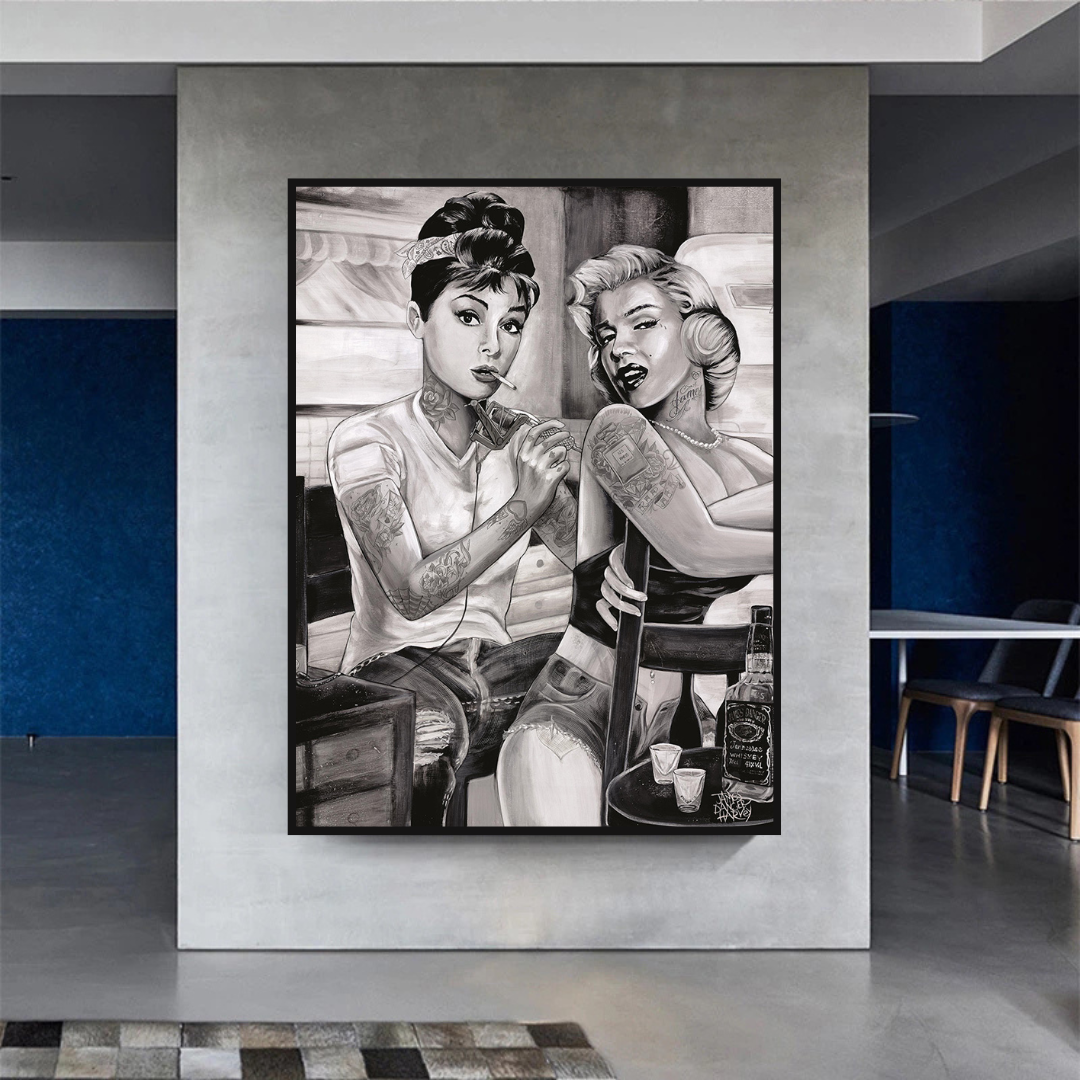 ChandeliersDecor.com-Audrey Hepburn Wall Art-Tattoo Classic - Audrey Hepburn and Marilyn Art