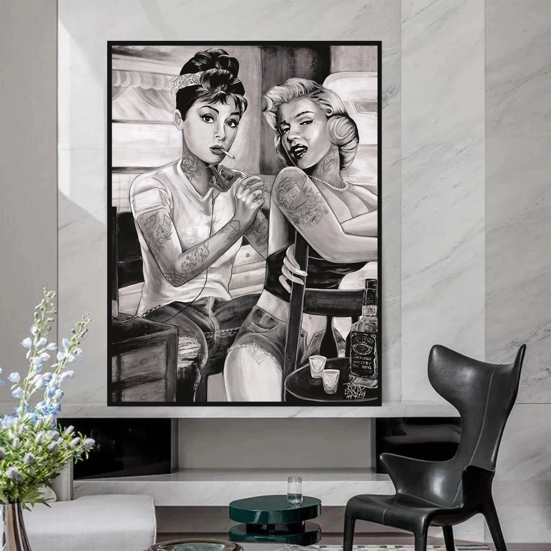 ChandeliersDecor.com-Audrey Hepburn Wall Art-Tattoo Classic - Audrey Hepburn and Marilyn Art