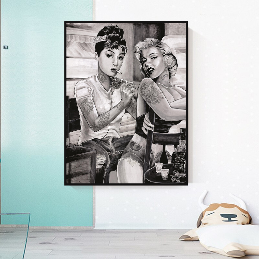 ChandeliersDecor.com-Audrey Hepburn Wall Art-Tattoo Classic - Audrey Hepburn and Marilyn Art