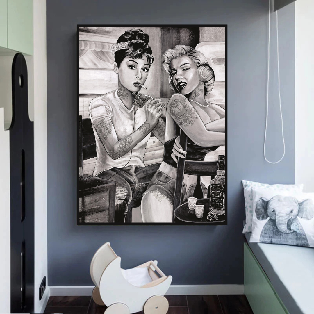 ChandeliersDecor.com-Audrey Hepburn Wall Art-Tattoo Classic - Audrey Hepburn and Marilyn Art