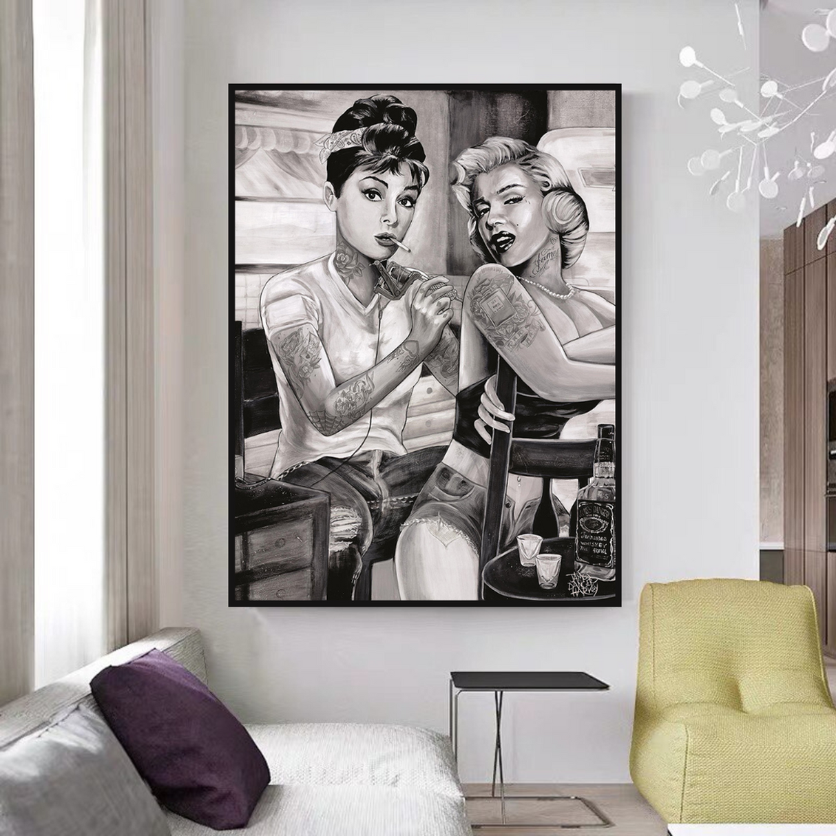 ChandeliersDecor.com-Audrey Hepburn Wall Art-Tattoo Classic - Audrey Hepburn and Marilyn Art