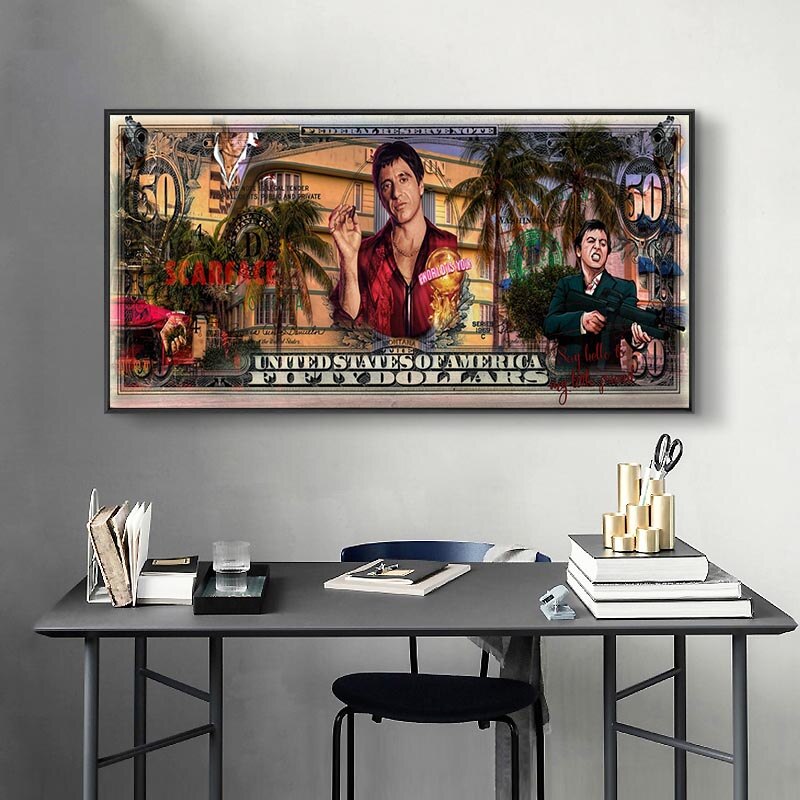 ChandeliersDecor.com-Godfather Wall Art-Tony Montana Say Hello to My Little Friend Scarface Movie Canvas Wall Art