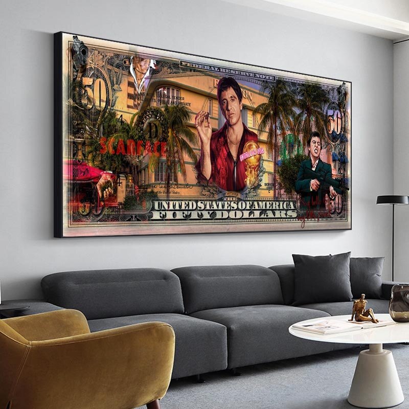 ChandeliersDecor.com-Godfather Wall Art-Tony Montana Say Hello to My Little Friend Scarface Movie Canvas Wall Art