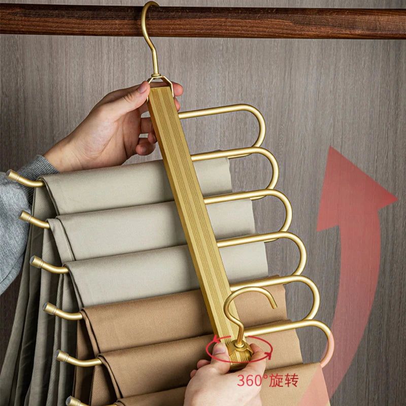 ChandeliersDecor.com-Drying Racks & Hangers-Trousers 6 in 1 Folding 360° Rotatable Aluminium Alloy Hangers