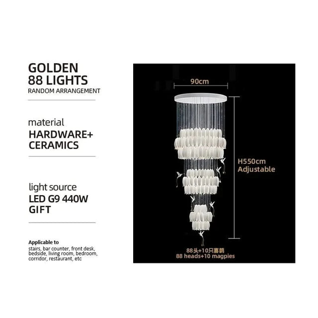 Tulip Spiral Ceramic Chandelier Lighting-ChandeliersDecor.com
