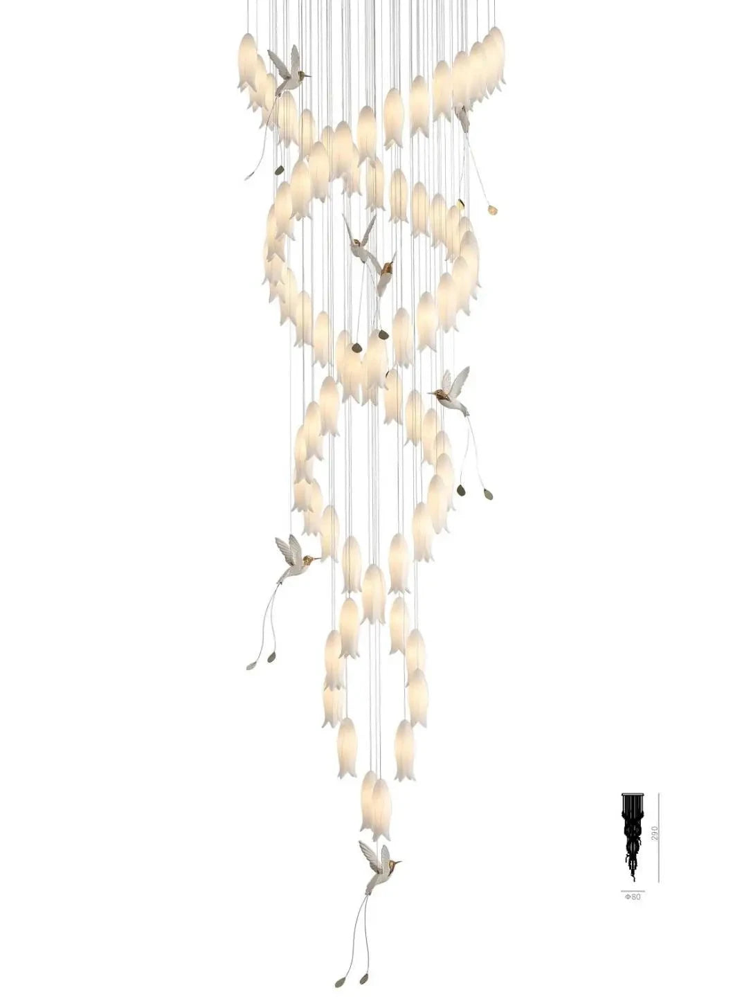 ChandeliersDecor.com-Chandeliers-Tulip Spiral Ceramic Chandelier Lighting