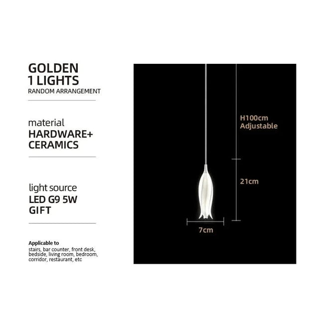 Tulip Spiral Ceramic Chandelier Lighting-ChandeliersDecor.com