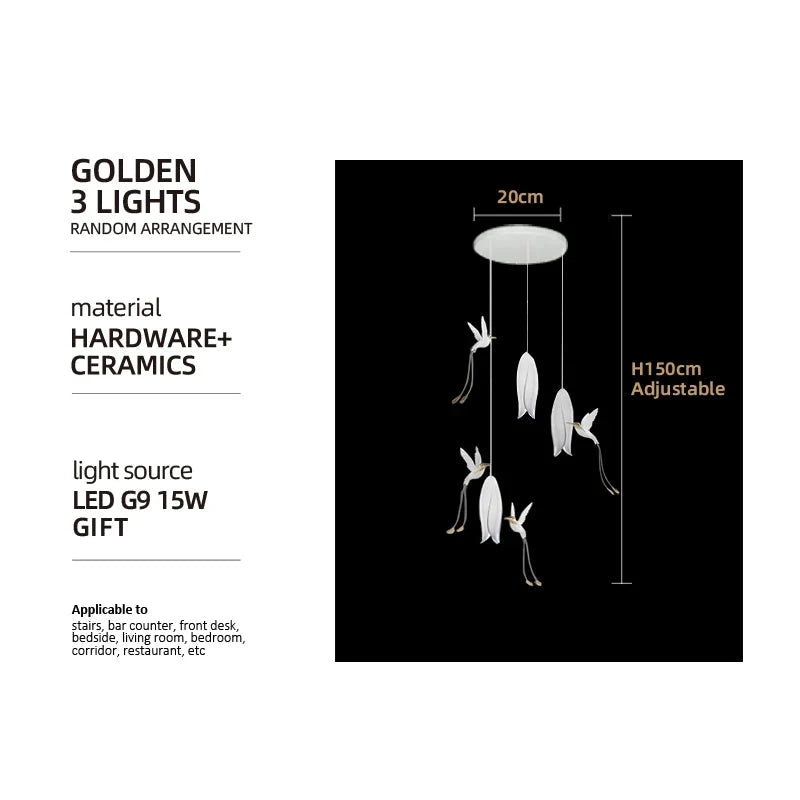 ChandeliersDecor.com-Chandeliers-Tulip Spiral Ceramic Chandelier Lighting