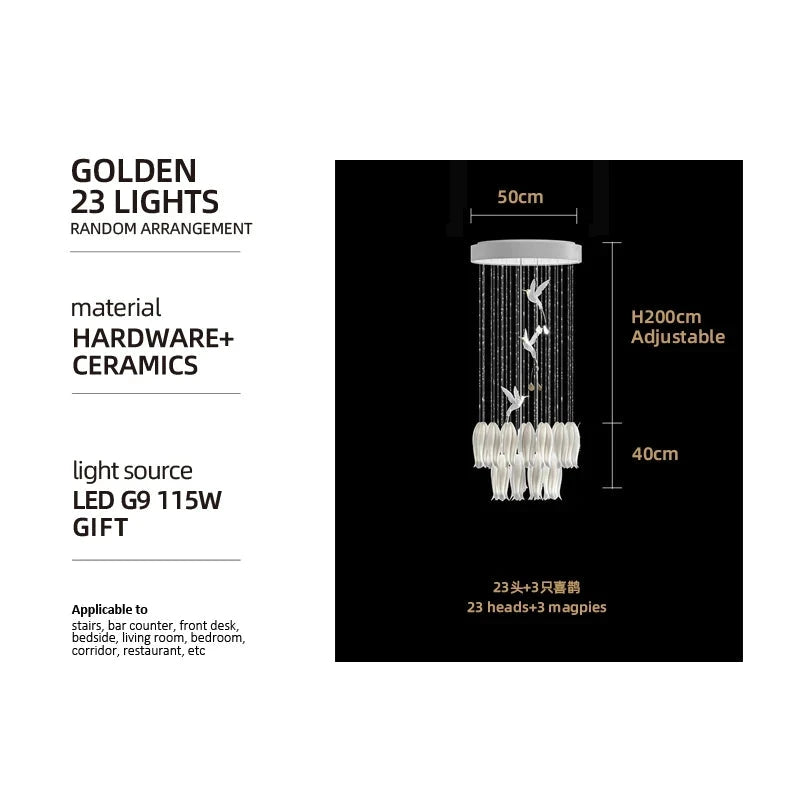 ChandeliersDecor.com-Chandeliers-Tulip Spiral Ceramic Chandelier Lighting