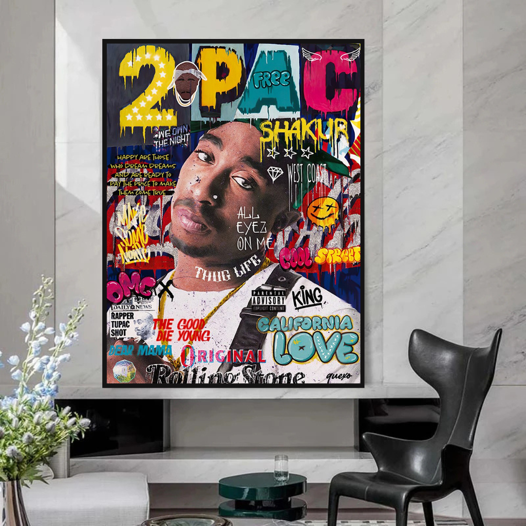 ChandeliersDecor.com-Musicians Wall Art-TuPac Rapper Canvas Wall Art: Unique & Vibrant Designs