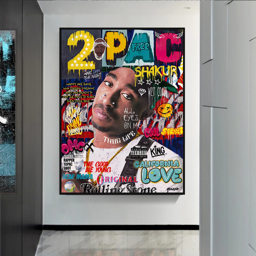 ChandeliersDecor.com-Musicians Wall Art-TuPac Rapper Canvas Wall Art: Unique & Vibrant Designs
