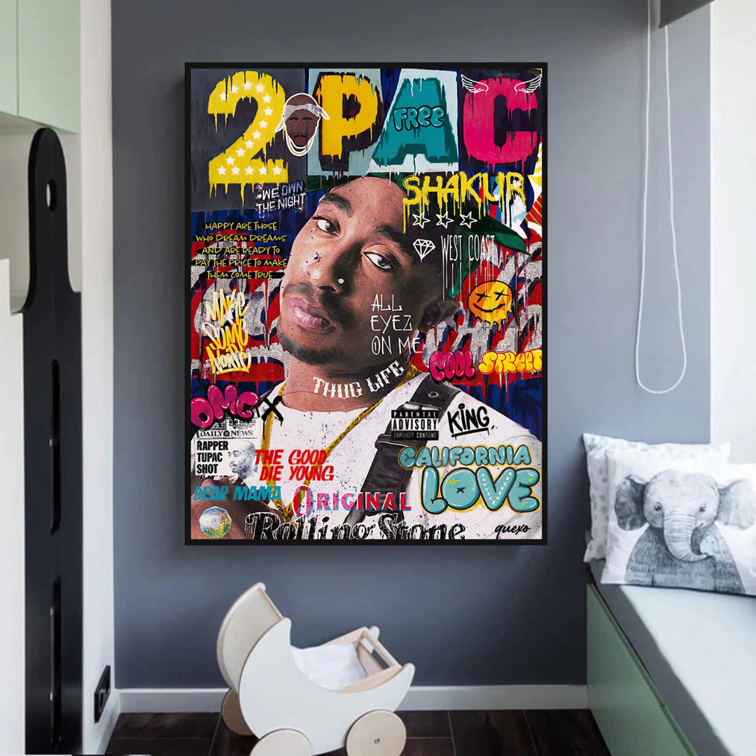 ChandeliersDecor.com-Musicians Wall Art-TuPac Rapper Canvas Wall Art: Unique & Vibrant Designs