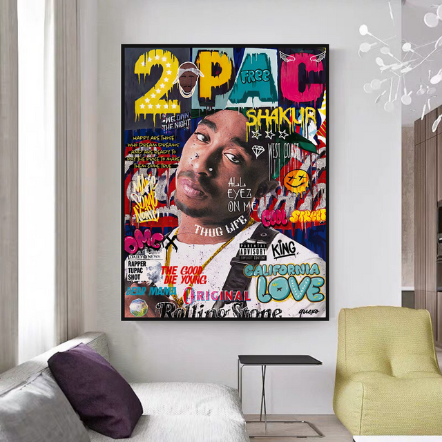 ChandeliersDecor.com-Musicians Wall Art-TuPac Rapper Canvas Wall Art: Unique & Vibrant Designs