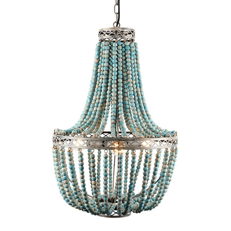 ChandeliersDecor.com-Chandeliers-Turquoise Enclosed Chandelier – Mediterranean Retro Pendant Light