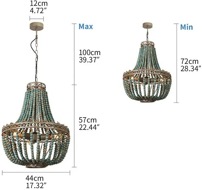 ChandeliersDecor.com-Chandeliers-Turquoise Enclosed Chandelier – Mediterranean Retro Pendant Light