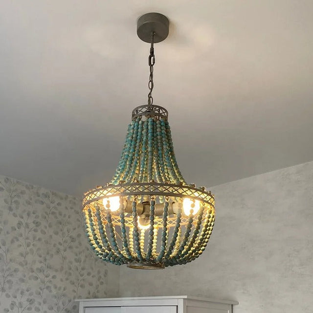 ChandeliersDecor.com-Chandeliers-Turquoise Enclosed Chandelier – Mediterranean Retro Pendant Light