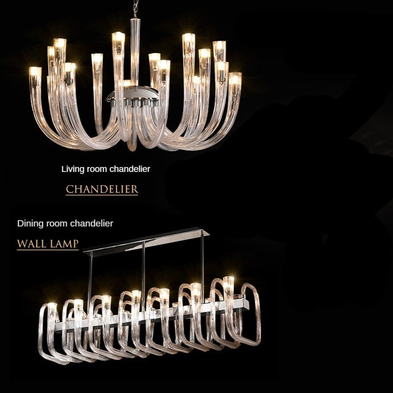 ChandeliersDecor.com-Chandeliers-U Shaped Glass Italian Lustre Art Pendant Chandelier