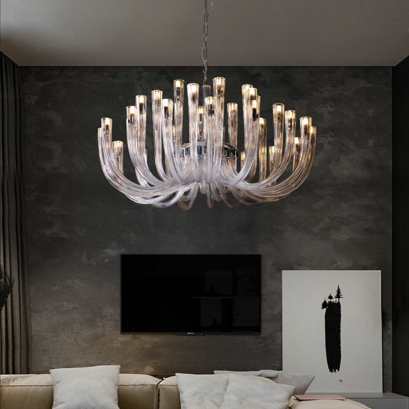 ChandeliersDecor.com-Chandeliers-U Shaped Glass Italian Lustre Art Pendant Chandelier