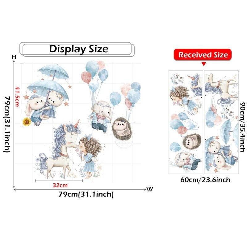 ChandeliersDecor.com-Unicorn Princess Balloon Animal Wall Stickers for Kids Room Decor