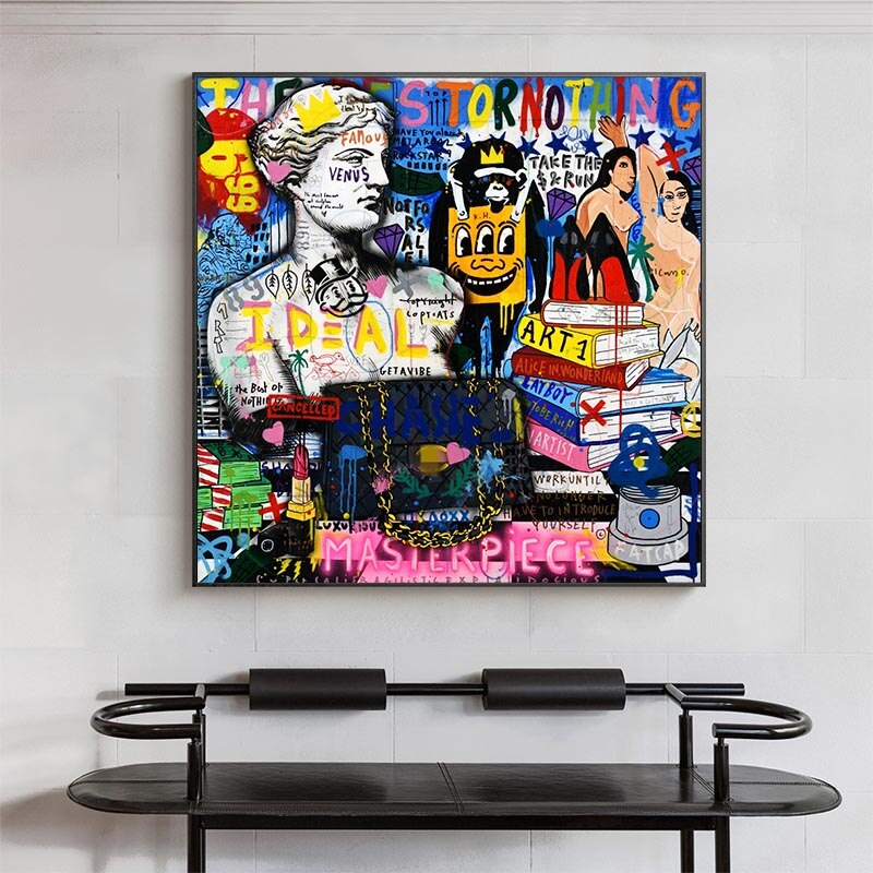 ChandeliersDecor.com-Wall Posters-Venus Graffiti Abstract Canvas Painting - Character Portrait Wall Decor