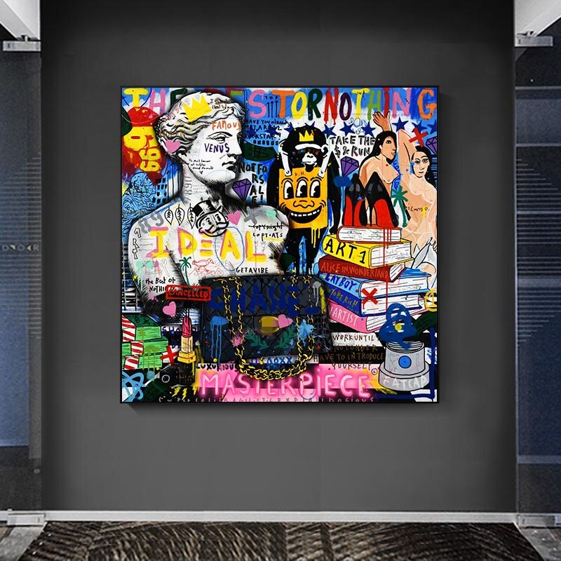 ChandeliersDecor.com-Wall Posters-Venus Graffiti Abstract Canvas Painting - Character Portrait Wall Decor