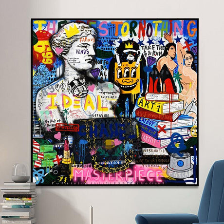 ChandeliersDecor.com-Wall Posters-Venus Graffiti Abstract Canvas Painting - Character Portrait Wall Decor