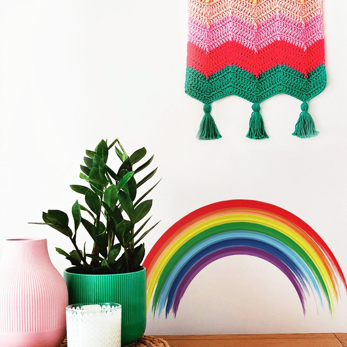 ChandeliersDecor.com-Kids Room Nursery Decals-Vigor Watercolor Rainbow Waterproof Wall Stickers
