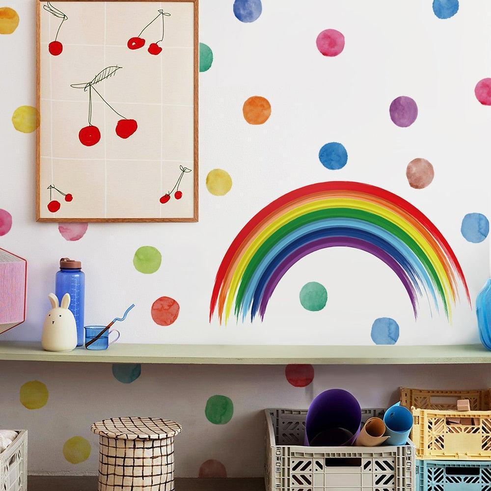 ChandeliersDecor.com-Kids Room Nursery Decals-Vigor Watercolor Rainbow Waterproof Wall Stickers