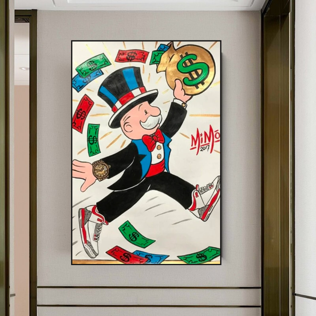 ChandeliersDecor.com-Monopoly Wall Poster-Vintage Alec Monopoly Money Fly Canvas Wall Art