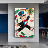 ChandeliersDecor.com-Monopoly Wall Poster-Vintage Alec Monopoly Money Fly Canvas Wall Art