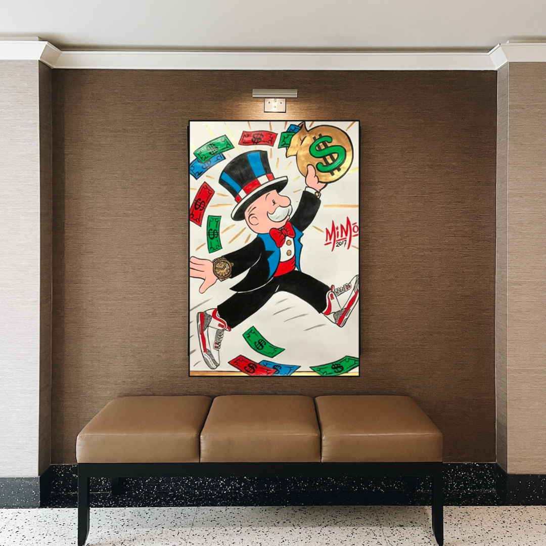 ChandeliersDecor.com-Monopoly Wall Poster-Vintage Alec Monopoly Money Fly Canvas Wall Art