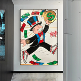 ChandeliersDecor.com-Monopoly Wall Poster-Vintage Alec Monopoly Money Fly Canvas Wall Art