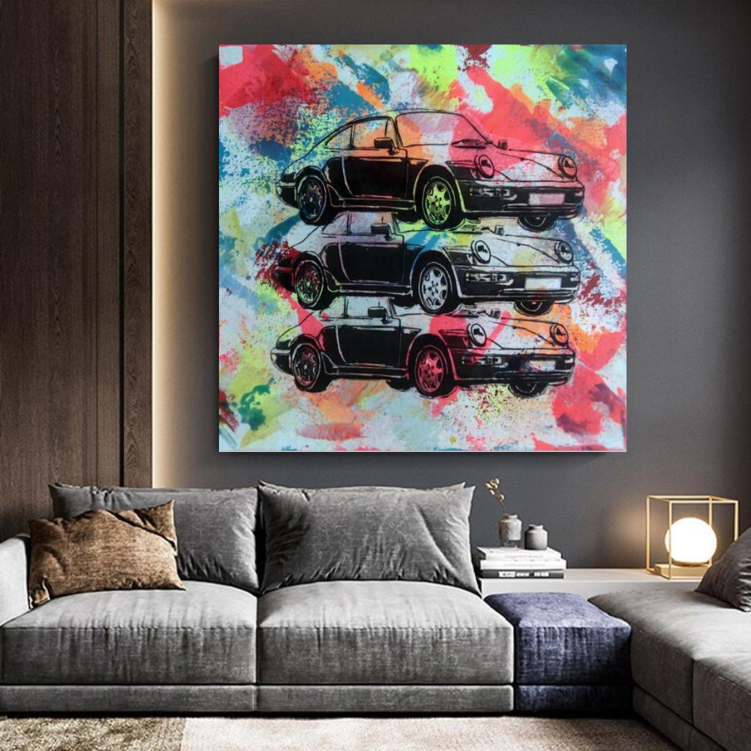 ChandeliersDecor.com-Wall Posters-Vintage Cars Graffiti Canvas Wall Art