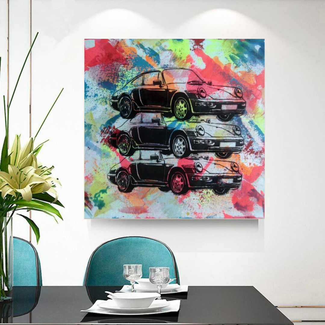 ChandeliersDecor.com-Wall Posters-Vintage Cars Graffiti Canvas Wall Art