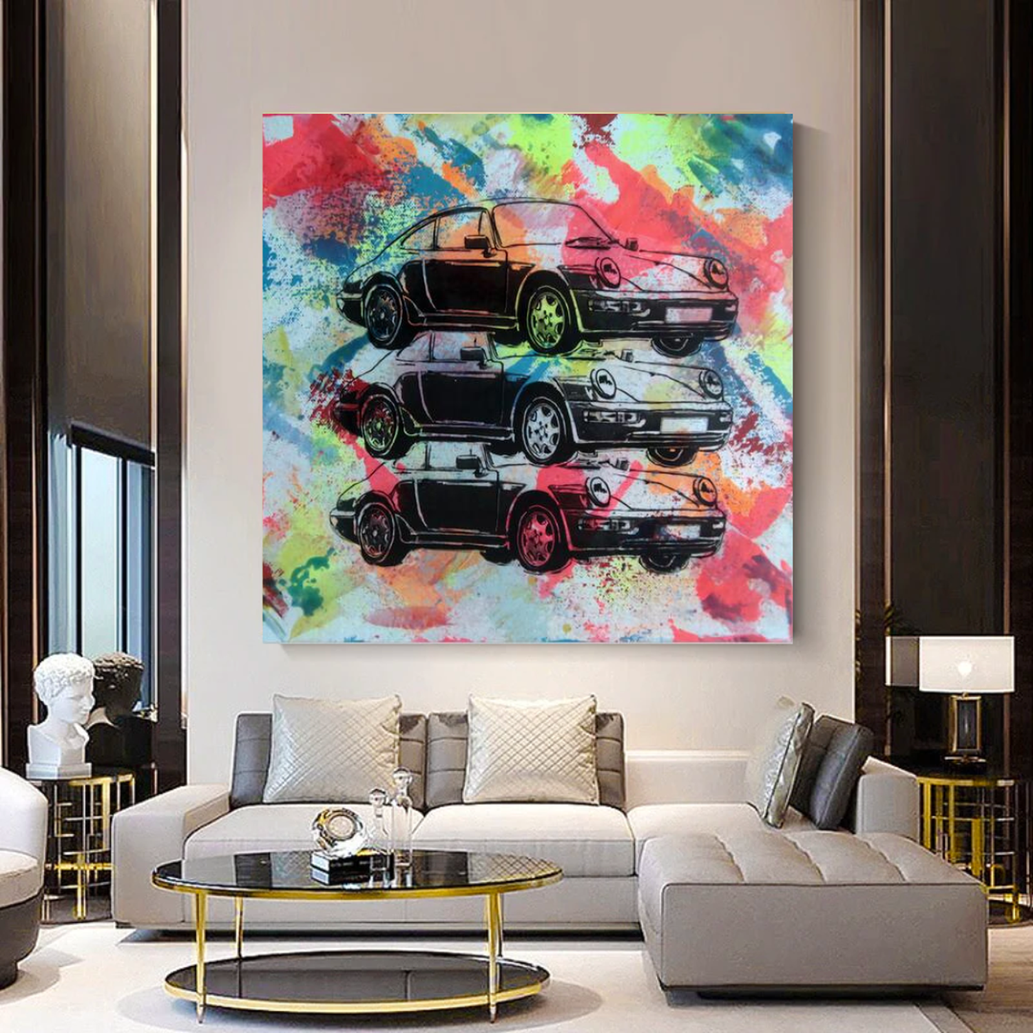 ChandeliersDecor.com-Wall Posters-Vintage Cars Graffiti Canvas Wall Art